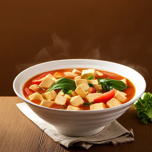 Tofu, Tomato, and Spinach Soup