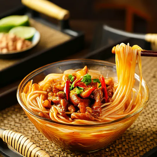 Chicken Pad Thai with Peanut Sauce