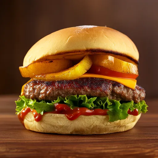 Hamburgers with Grilled Apple and Chili Crisp