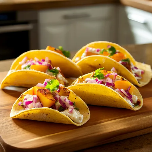 Tacos de Pescado a la Parrilla con Salsa de Melocotón