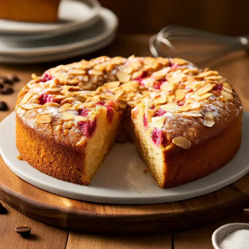 Bolo de Café de Ruibarbo e Amêndoa