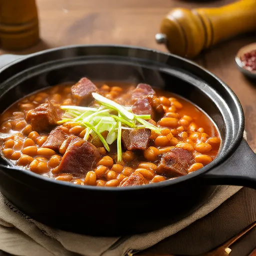 慢炖锅烤豆配猪蹄膀