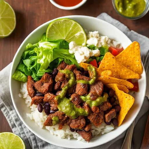 Mangkuk Daging Tex-Mex dengan Saus Alpukat Ketumbar