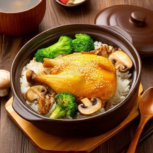 西蘭花、米飯、奶酪和雞肉砂鍋