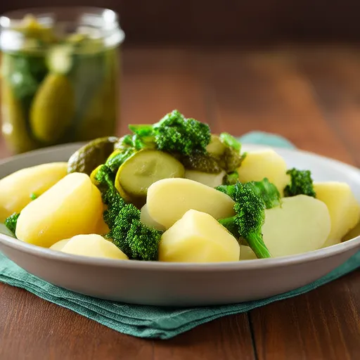 Salade de pommes de terre et de feuilles de moutarde