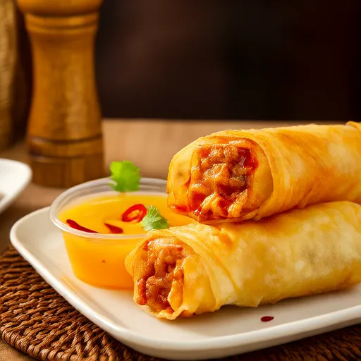 Jerk Chicken Egg Rolls with Mango-Habanero Sauce