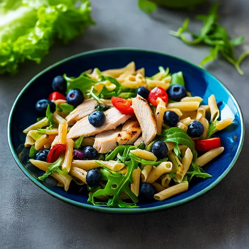 Blueberry Chicken Pasta Salad with Field Greens