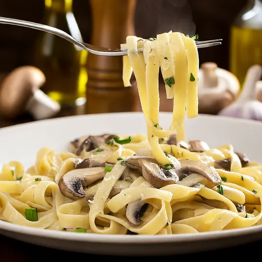 Pasta con Crema y Champiñones