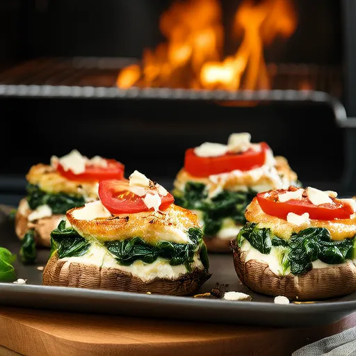 Nấm Portobello Nhồi với Rau Bina và Phô Mai Feta
