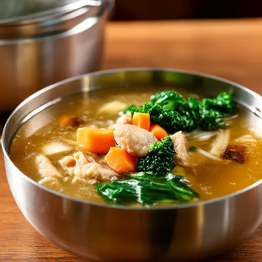 Sopa de Pollo y Verduras con Col Rizada