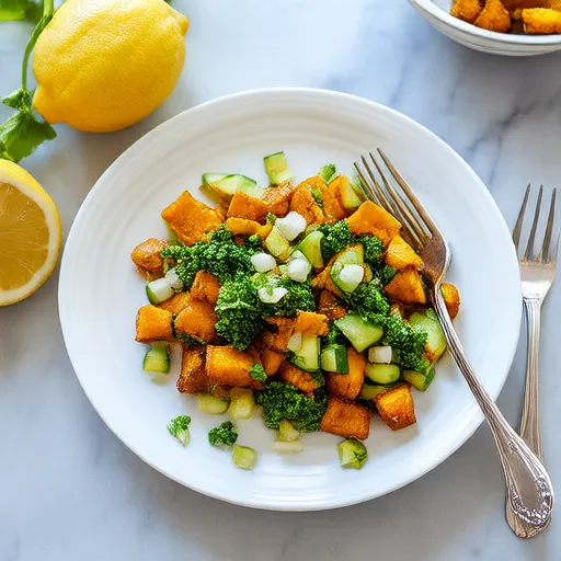 Kızarmış Tatlı Patatesli Quinoa Salatası