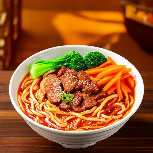 香辣牛肉蔬菜乌冬面