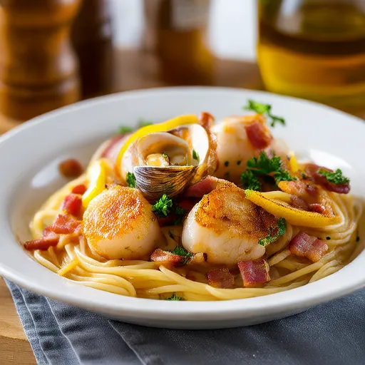 Linguini with Bacon and Scallops