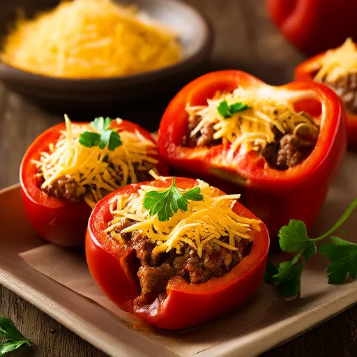 Pimientos morrones rellenos de carne y arroz