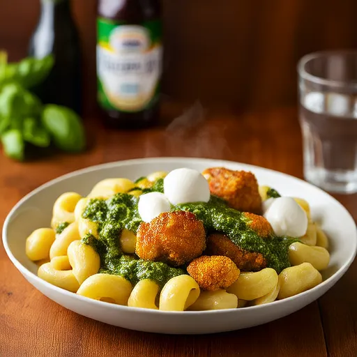 Gnocchi au poulet, pesto et mozzarella fraîche