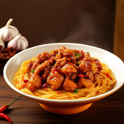 Mie Saus Kedelai Pedas Satu Wajan dengan Ayam