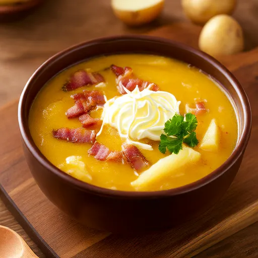 Zuppa di patate al forno completamente carica