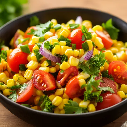Insalata di mais, pomodoro e coriandolo