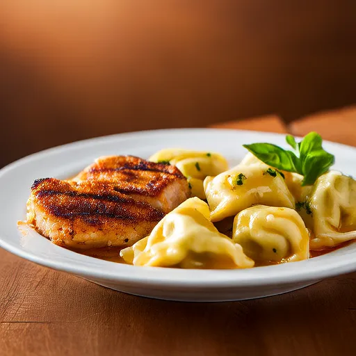 Tortellini Alfredo with Grilled Chicken Breasts