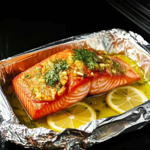 In Folie gebackener Lachs