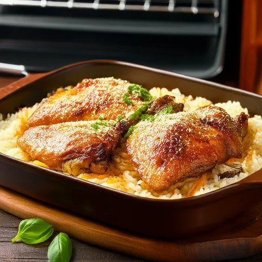 Pesto di pollo e riso al forno