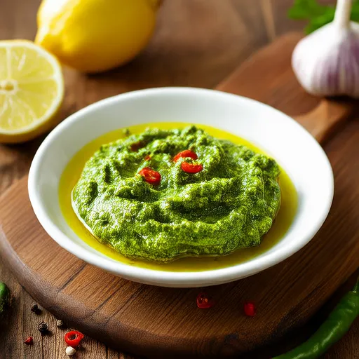Pesto de cilantro y jalapeño con lima