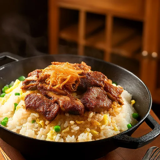 Riz sauté au steak