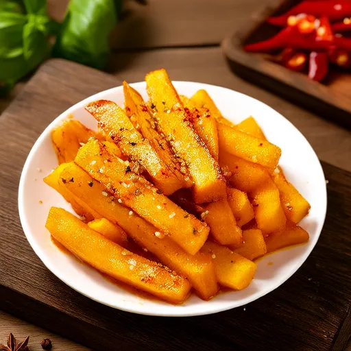 Süß-scharfe Butternusskürbis-Pommes in der Heißluftfritteuse