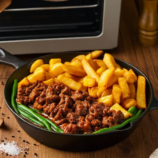 Запеканка из зеленой фасоли с картофельными дольками