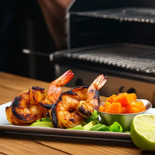 Udang Panggang dengan Salsa Melon Alpukat