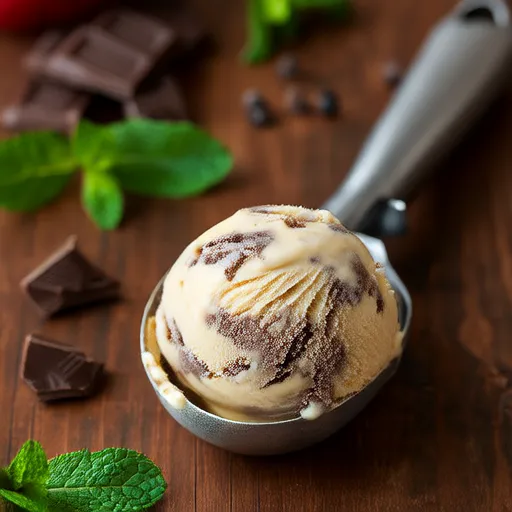 ไอศกรีมรสเปปเปอร์มินต์ชิพช็อกโกแลตแบบง่าย