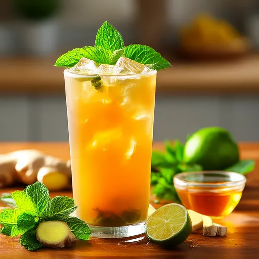 Punch de Chá Verde e Ruibarbo com Mel