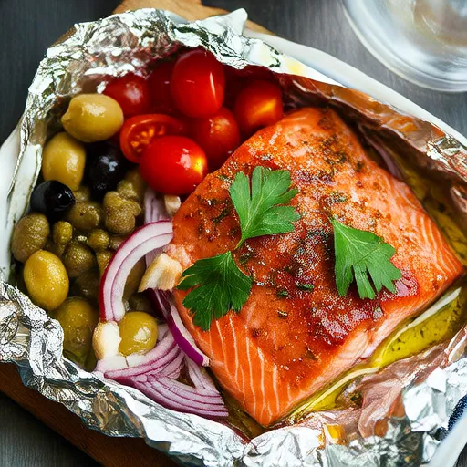 Mediterranean Salmon Baked in Foil