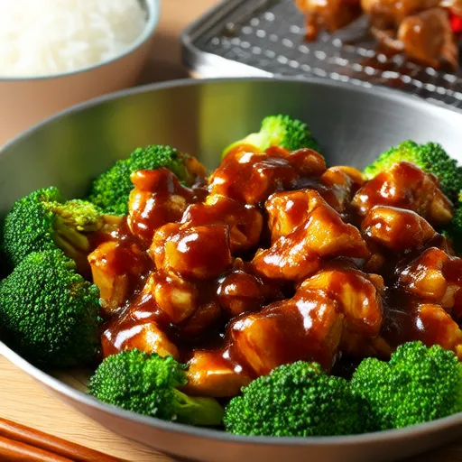 Pollo y Brócoli al Estilo General Tso en Bandeja