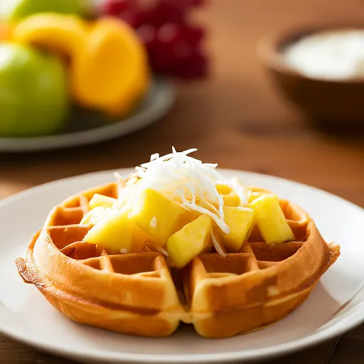 Hawaiian Waffles with Pineapple and Coconut
