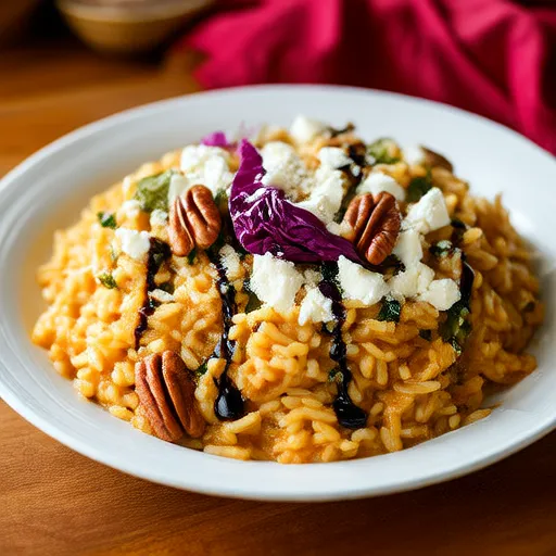 Risotto mit Radicchio, Gorgonzola, Walnüssen und Balsamico-Glasur