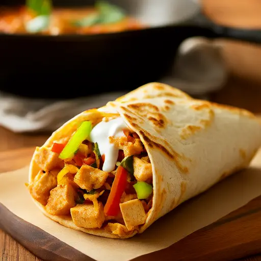 Fajita-Style Vegan Tofu Burrito