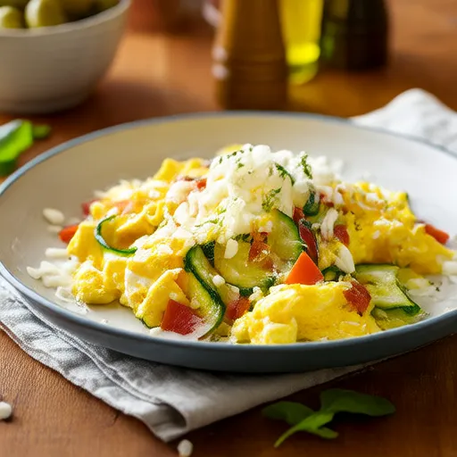 Блюдо из яичницы с овощами и сыром