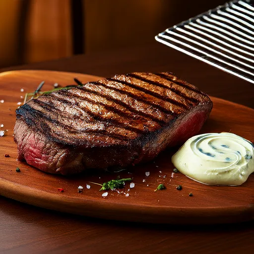 Grilled Flat Iron Steak with Blue Cheese-Chive Butter