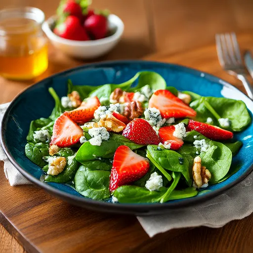 Salad rau bina và dâu tây với sốt giấm balsamic mật ong