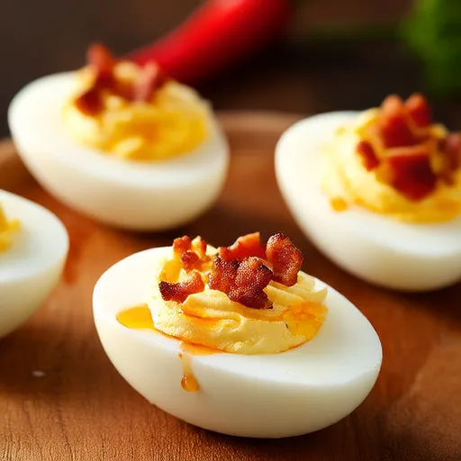 Sriracha Deviled Eggs with Bacon