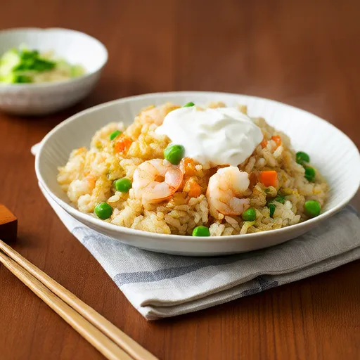 Japanisches Garnelen-Fried Rice mit Yum Yum Sauce