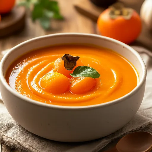 Zuppa di zucca butternut con cachi