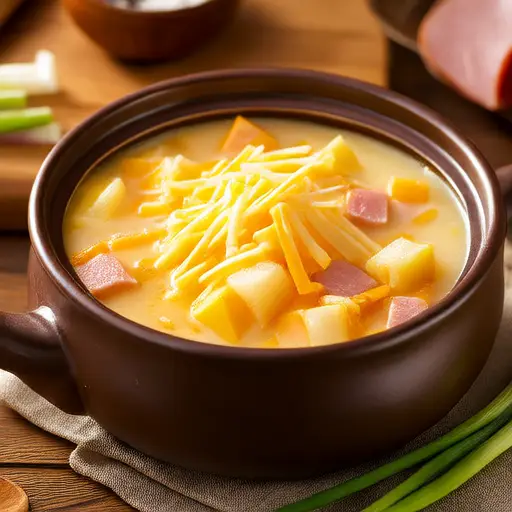 Sopa de papas cremosa fácil con jamón en la olla lenta