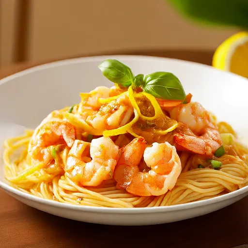 Udang Bawang Putih Lemon dengan Pasta