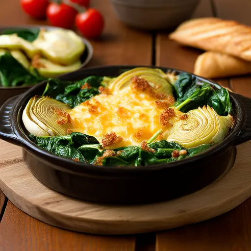 Dip Quente de Espinafre, Alcachofra e Queijo Suíço