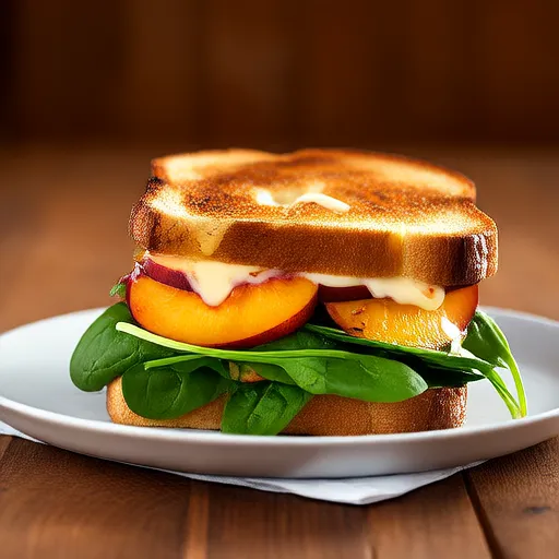 Sándwich de queso a la parrilla con duraznos
