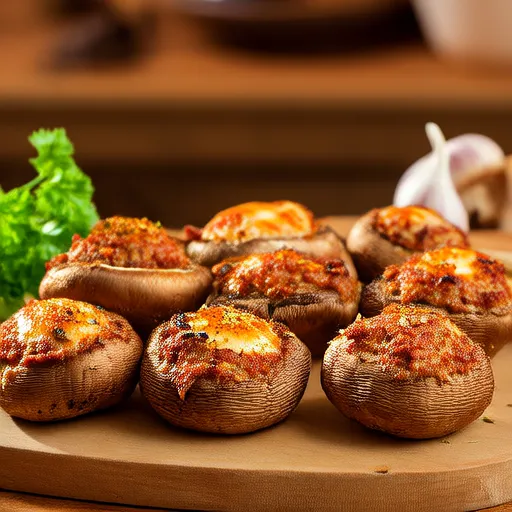 Champiñones Rellenos de Salchicha Fáciles