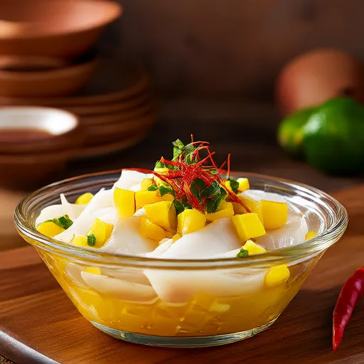 Mexikanisches Mango-Weißfisch-Ceviche