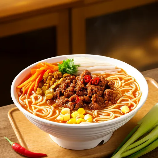 大蒜姜味拉面配牛肉